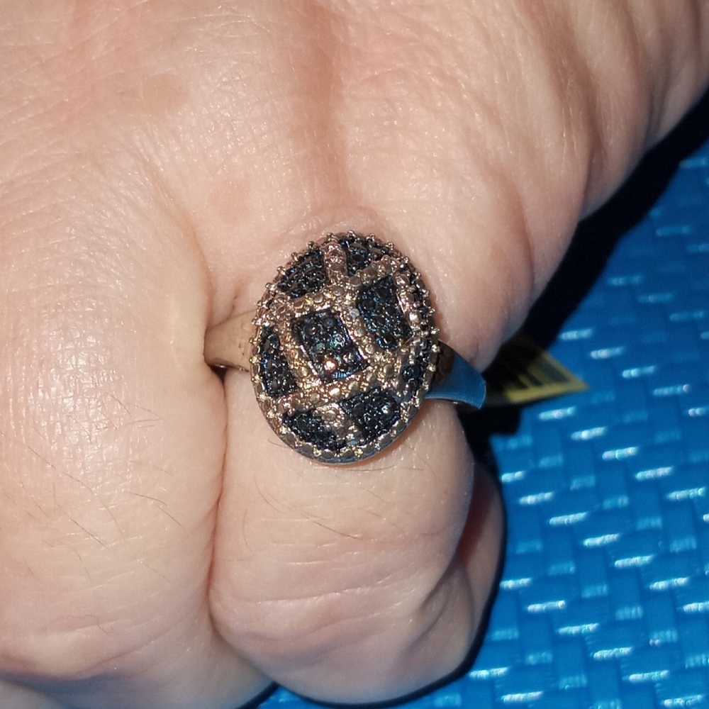 Blue Diamond/Diamond Accent Ring